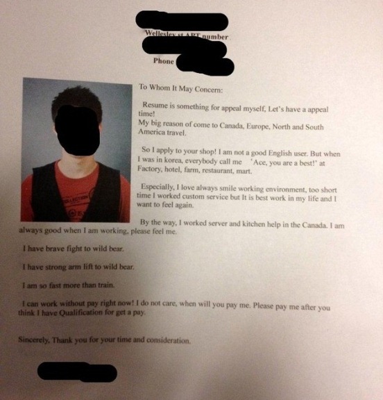 Strong As A Bear Fast As A Train Toronto Bar Gets Unusual Emotional Cover Letter Hrd Canada